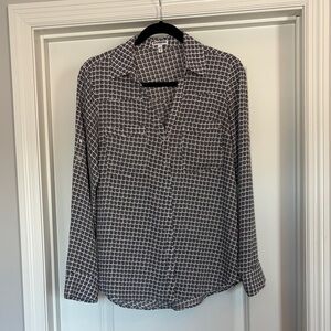Express Black and White Patterned Button-Up Shirt